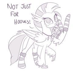 Size: 1098x1017 | Tagged: safe, artist:sintakhra, silverstream, classical hippogriff, hippogriff, pony, tumblr:studentsix, g4, clothes, cute, diastreamies, female, jewelry, keychain, looking at you, necklace, quadrupedal, socks, solo, stair keychain, striped socks, wardrobe misuse