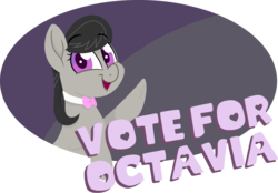 Size: 1989x1383 | Tagged: safe, artist:binkyt11, derpibooru exclusive, octavia melody, earth pony, pony, derpibooru, g4, bowtie, female, looking at you, mare, medibang paint, meta, simple background, solo, the great derpi election of 2018, transparent background, voting