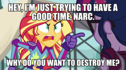 Size: 600x337 | Tagged: safe, screencap, sci-twi, sunset shimmer, twilight sparkle, equestria girls, g4, my little pony equestria girls: friendship games, angry, exploitable meme, female, image macro, male, meme, sunset yells at twilight, text, the simpsons