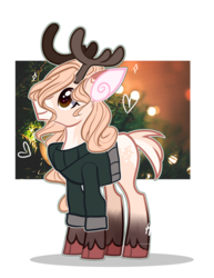 Size: 2120x2744 | Tagged: safe, artist:iheyyasyfox, oc, oc only, oc:rity snow, deer, pony, reindeer, clothes, high res, male, solo, sweater