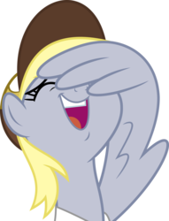 Size: 5000x6529 | Tagged: safe, artist:luckreza8, derpy hooves, pegasus, pony, g4, my little pony best gift ever, .svg available, absurd resolution, amused, cute, derpabetes, derpy the mailpony, eyes closed, facepalm, facewing, female, funny, hat, hooves, i forget, laughing, mare, mummy red girl is red, mummy she pushed red, rugrats, simple background, solo, transparent background, vector
