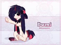Size: 1024x750 | Tagged: safe, artist:php146, oc, oc only, oc:kumi, pony, unicorn, chibi, curved horn, female, horn, mare, necktie, solo
