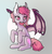 Size: 1041x1077 | Tagged: safe, artist:teichi, oc, oc only, oc:candy quartz, bat pony, pony, bat pony oc, candy, cute, digital art, fangs, female, fluffy, food, lollipop, mare, piercing, shaved mane, signature, simple background, sitting, solo, two toned mane, two toned wings, wing piercing, wings, ych result