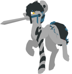 Size: 950x980 | Tagged: safe, artist:redkoyotek, oc, oc only, oc:moorestrike, earth pony, pony, 2019 community collab, derpibooru community collaboration, male, simple background, solo, sword, transparent background, weapon