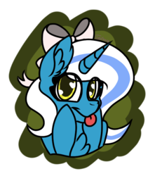 Size: 602x680 | Tagged: safe, artist:twilighttheraven, oc, oc only, oc:fleurbelle, alicorn, pony, alicorn oc, bow, female, hair bow, heart eyes, simple background, solo, tongue out, transparent background, wingding eyes