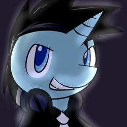 Size: 500x500 | Tagged: safe, artist:ask-mc-w1sh, neon lights, rising star, pony, ask mc w1sh, g4, ask, headphones, looking at you, male, smiling, smiling at you, solo, tumblr