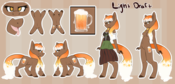 Size: 1280x621 | Tagged: safe, artist:oddends, oc, oc:light draft, pony, anthro, alcohol, anthro with ponies, beer, clothes, reference sheet