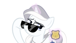 Size: 1920x1080 | Tagged: safe, artist:herfaithfulstudent, oc, oc only, oc:day dreamer, pony, aura, badge, nypd, simple background, smug, sunglasses, transparent background, vector