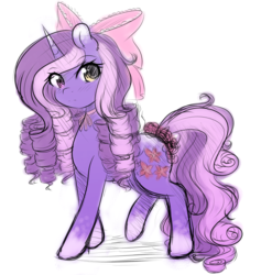 Size: 1280x1353 | Tagged: safe, artist:fluffymaiden, oc, oc only, oc:sweet bouquet, pony, unicorn, female, mare, sketch, solo