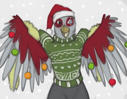 Size: 1414x1096 | Tagged: safe, artist:marsminer, oc, oc only, griffon, christmas, holiday, solo
