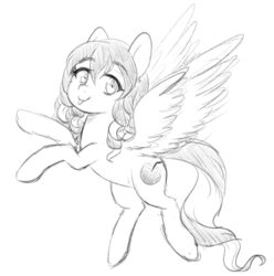 Size: 1280x1290 | Tagged: safe, artist:fluffymaiden, oc, oc only, oc:coconut milk, pegasus, pony, female, mare, monochrome, smiling, solo, tongue out