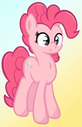 Size: 836x1280 | Tagged: safe, artist:badponyvectors, pinkie pie, earth pony, pony, g4, chest fluff, female, gradient background, mare, smiling, solo