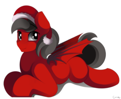 Size: 3888x3166 | Tagged: safe, artist:conrie, oc, oc only, oc:queen phillip, alicorn, bat pony, changeling, pony, christmas, christmas changeling, commission, disguise, disguised changeling, female, google drive, hat, hearth's warming eve, high res, holiday, male, mare, santa hat, simple, simple background, solo, stallion