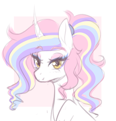Size: 1280x1334 | Tagged: safe, artist:fluffymaiden, oc, oc only, oc:bubblegum blush, pony, unicorn, abstract background, female, lidded eyes, mare, solo