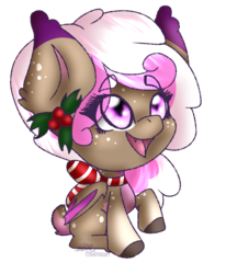 Size: 1240x1506 | Tagged: safe, artist:sachanxx, oc, oc only, pony, chibi, clothes, cute, digital art, female, mare, open mouth, scarf, signature, simple background, solo, transparent background, ych result