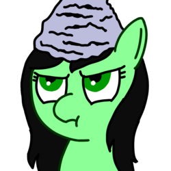 Size: 1000x1000 | Tagged: safe, artist:anonymous, oc, oc only, oc:filly anon, pony, female, filly, frown, hat, scrunchy face, simple background, solo, tinfoil hat, transparent background