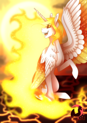 Size: 1435x2014 | Tagged: safe, artist:djspark3, daybreaker, alicorn, pony, a royal problem, g4, colored wings, female, mane of fire, mare, open mouth, solo