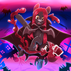 Size: 4000x4000 | Tagged: safe, artist:spazzyhippie, oc, oc only, bat, pony, vampire, vampony, absurd resolution, blood, blood pack, digital art, male, solo, stallion, ych result