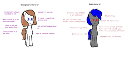 Size: 1689x777 | Tagged: safe, pony, robot, ideal gf, meme, simple background, white background