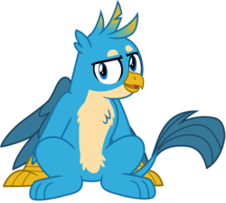 Size: 11320x10175 | Tagged: safe, artist:ejlightning007arts, gallus, griffon, g4, what lies beneath, absurd resolution, chest fluff, cute, featureless crotch, folded wings, gallabetes, looking at you, male, open mouth, open smile, paws, simple background, sitting, smiling, smiling at you, solo, spread legs, spreading, transparent background, vector, wings