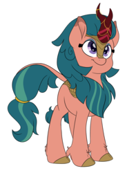Size: 2600x3300 | Tagged: safe, artist:fluffyxai, somnambula, kirin, g4, sounds of silence, commission, female, high res, horn, horn jewelry, jewelry, kirin-ified, simple background, smiling, solo, species swap, standing, transparent background
