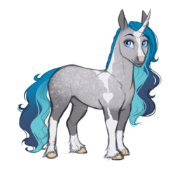 Size: 2166x2127 | Tagged: safe, artist:askbubblelee, oc, oc only, oc:bubble lee, horse, pony, unicorn, blaze (coat marking), coat markings, colored sketch, curved horn, facial markings, female, high res, horn, mare, simple background, smiling, socks (coat markings), solo, white background