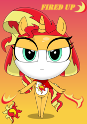 Size: 1763x2521 | Tagged: safe, artist:keronianniroro, sunset shimmer, hybrid, anthro, g4, clothes, crossover, cutie mark, female, fiery shimmer, hat, keponian, keronian, pyrokinesis, scarf, sergeant frog, smiling, solo, species swap, style emulation