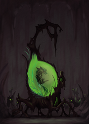 Size: 1500x2081 | Tagged: safe, artist:28gooddays, queen chrysalis, changeling, changeling queen, g4, age regression, cave, cocoon, female, reincarnation