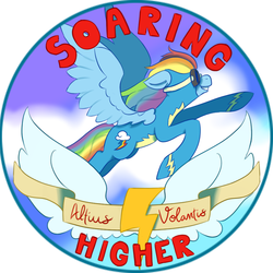 Size: 750x750 | Tagged: safe, artist:cckittycreative, rainbow dash, pony, g4, badge, clothes, female, flying, mare, simple background, smiling, solo, transparent background, uniform, wonderbolts uniform