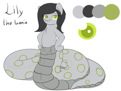 Size: 1280x960 | Tagged: safe, artist:hartenas, oc, oc only, oc:lily, lamia, original species, snake pony, female, looking at you, mare, reference sheet, simple background, solo, white background