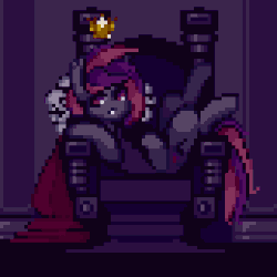 Size: 560x560 | Tagged: safe, artist:stockingshot56, oc, oc only, pony, animated, cape, clothes, crown, gif, idle animation, jewelry, loop, male, pixel art, regalia, sitting, solo, throne