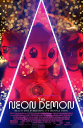 Size: 1945x3000 | Tagged: safe, artist:alexh-05, demon, anthro, 3d, cyberpunk, eye of providence, female, film, glowing, group, mare, movie, movie poster, neon, poster, retro, source filmmaker