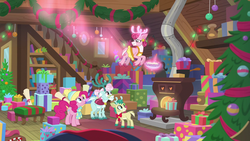 Size: 1280x720 | Tagged: safe, screencap, alice the reindeer, aurora the reindeer, bori the reindeer, pinkie pie, pony, best gift ever, g4