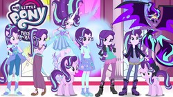 Size: 1280x720 | Tagged: safe, starlight glimmer, demon, human, pony, equestria girls, g4, adorable face, boots, clothes swap, converse, crystal guardian, cute, daydream-ified, floppy ears, glimmerbetes, high heel boots, human ponidox, multeity, my little pony logo, ponied up, self ponidox, shoes, starlight cluster, starlight satan