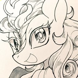 Size: 2048x2048 | Tagged: safe, artist:zakro, autumn blaze, kirin, g4, sounds of silence, female, grayscale, high res, looking at you, monochrome, sketch, solo
