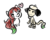 Size: 312x248 | Tagged: safe, artist:jessy, oc, oc:palette swap, pony, smeargle, tumblr:ask palette swap, duo, heart, johto pokémon, normal type pokémon, pokémon, simple background, white background