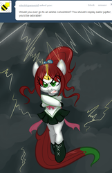 Size: 596x920 | Tagged: safe, artist:jessy, oc, oc only, oc:palette swap, earth pony, pony, tumblr:ask palette swap, ask, clothes, cosplay, costume, female, mare, sailor jupiter, solo, tumblr