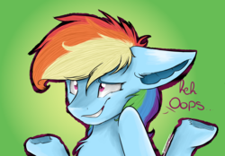 Size: 2939x2041 | Tagged: safe, artist:feathershine1, rainbow dash, pony, g4, female, high res, mare, shrug, solo