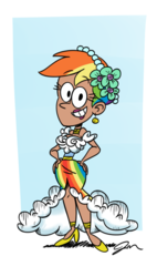 Size: 817x1436 | Tagged: safe, artist:jmdoodle, rainbow dash, human, a canterlot wedding, g4, season 2, bridesmaid, bridesmaid dress, clothes, colored, dress, humanized, lipstick, makeup, short hair, smiling, style emulation, the loud house