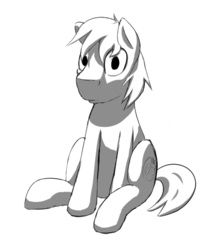 Size: 469x536 | Tagged: safe, artist:sonble, big macintosh, earth pony, pony, g4, creepy, grayscale, looking at you, monochrome, sitting, stare