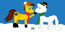 Size: 3018x1512 | Tagged: safe, artist:sb1991, oc, oc:film reel, pegasus, pony, boots, challenge, christmas, clothes, coal, equestria amino, hat, holiday, mittens, scarf, shoes, snow, snowpony, twelve days of christmas