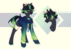 Size: 1024x713 | Tagged: safe, artist:_spacemonkeyz_, oc, oc only, earth pony, pony, clothes, hoodie, horns, male, solo, stallion
