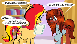 Size: 800x465 | Tagged: safe, artist:sunsetshimmerreallyhatesyou, sunset shimmer, pony, unicorn, g4, bookshelf, tumblr