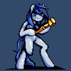 Size: 540x540 | Tagged: safe, artist:stockingshot56, oc, oc only, oc:kezzie, pony, animated, bipedal, gif, idle animation, loop, pixel art, solo, wrench