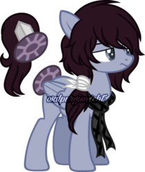 Size: 800x954 | Tagged: safe, artist:t-aroutachiikun, oc, oc only, oc:winter wish, original species, pegasus, pony, augmented tail, clothes, scarf, simple background, solo, transparent background