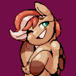 Size: 540x540 | Tagged: safe, artist:stockingshot56, oc, oc only, pony, animated, bust, gif, loop, one eye closed, pixel art, portrait, solo, wink