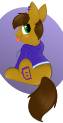 Size: 622x1202 | Tagged: safe, artist:itsmeelement, oc, oc:twitchyylive, pony, :p, clothes, cute, hoodie, male, silly, stallion, tongue out