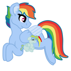 Size: 1600x1600 | Tagged: safe, artist:glamgoria-morose, rainbow dash, oc, oc:bubble blast, pegasus, pony, g4, alternate hairstyle, female, male, mother and son, offspring, parent:cheese sandwich, parent:rainbow dash, parents:cheesedash