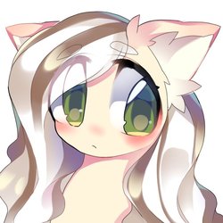 Size: 768x768 | Tagged: safe, artist:lavender_1227, oc, oc only, pony, big eyes, bust, ear fluff, simple background, solo, white background