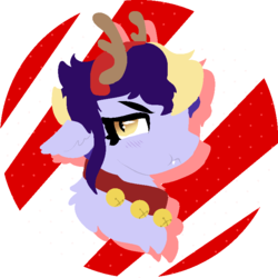 Size: 748x747 | Tagged: safe, artist:nootaz, oc, oc only, bat pony, pony, bust, commission, fake antlers, floppy ears, icon, lineless, portrait, solo